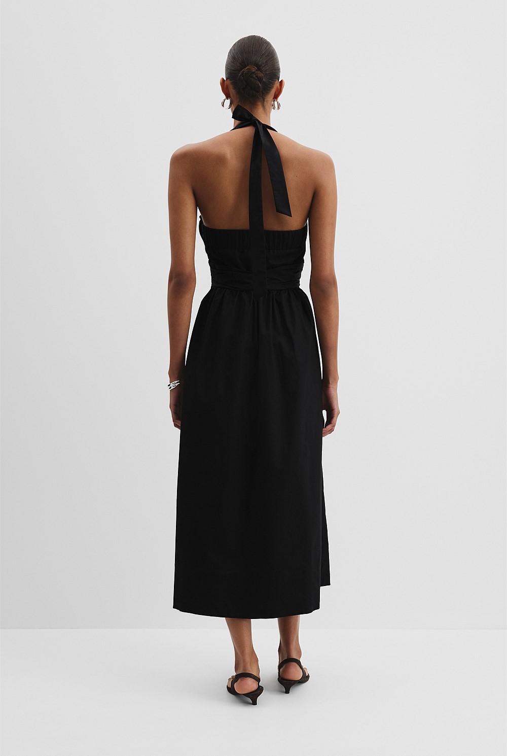 Organically Grown Cotton Halter Detail Midi Dress