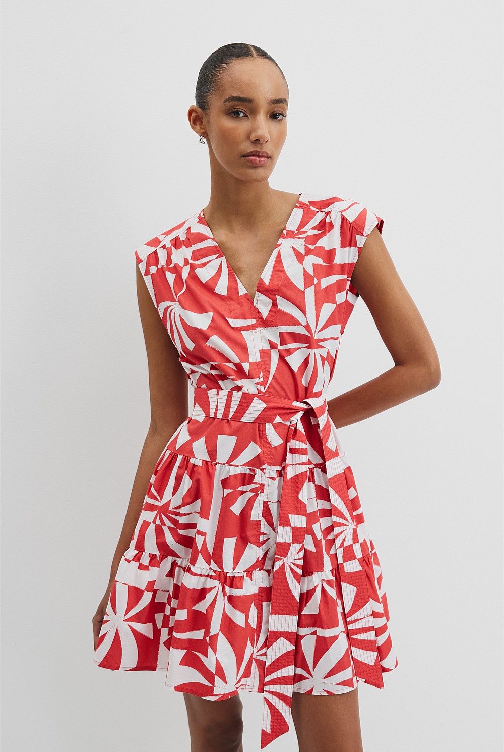 Print Tier Mini Dress