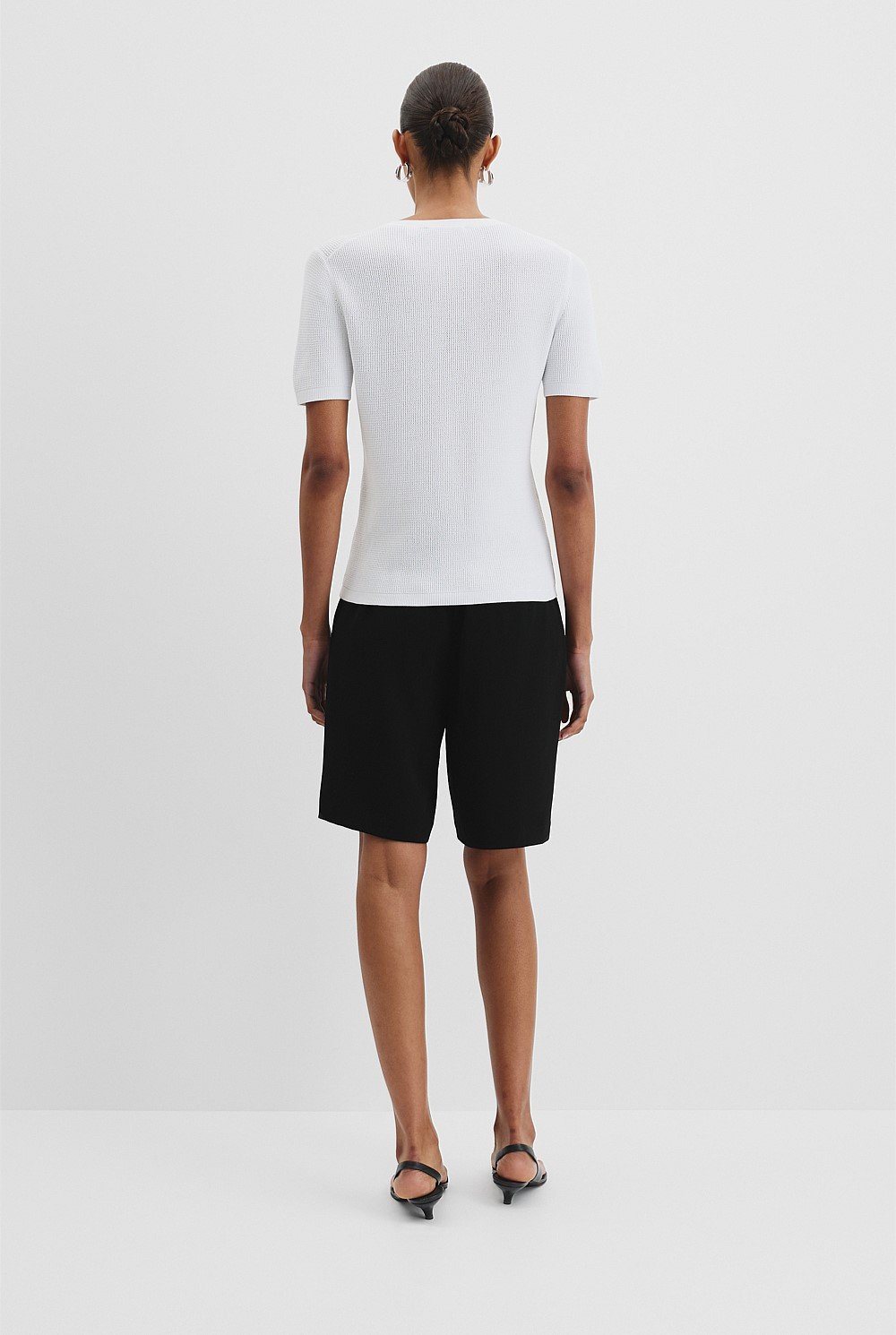 Waffle Short Sleeve Button Knit