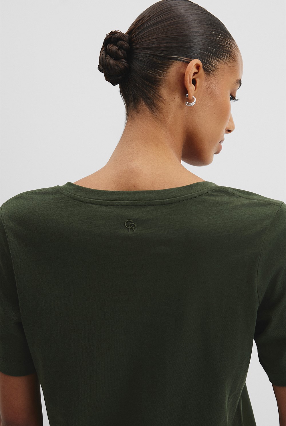 Australian Good Earth Cotton Short Sleeve V-Neck T-Shirt