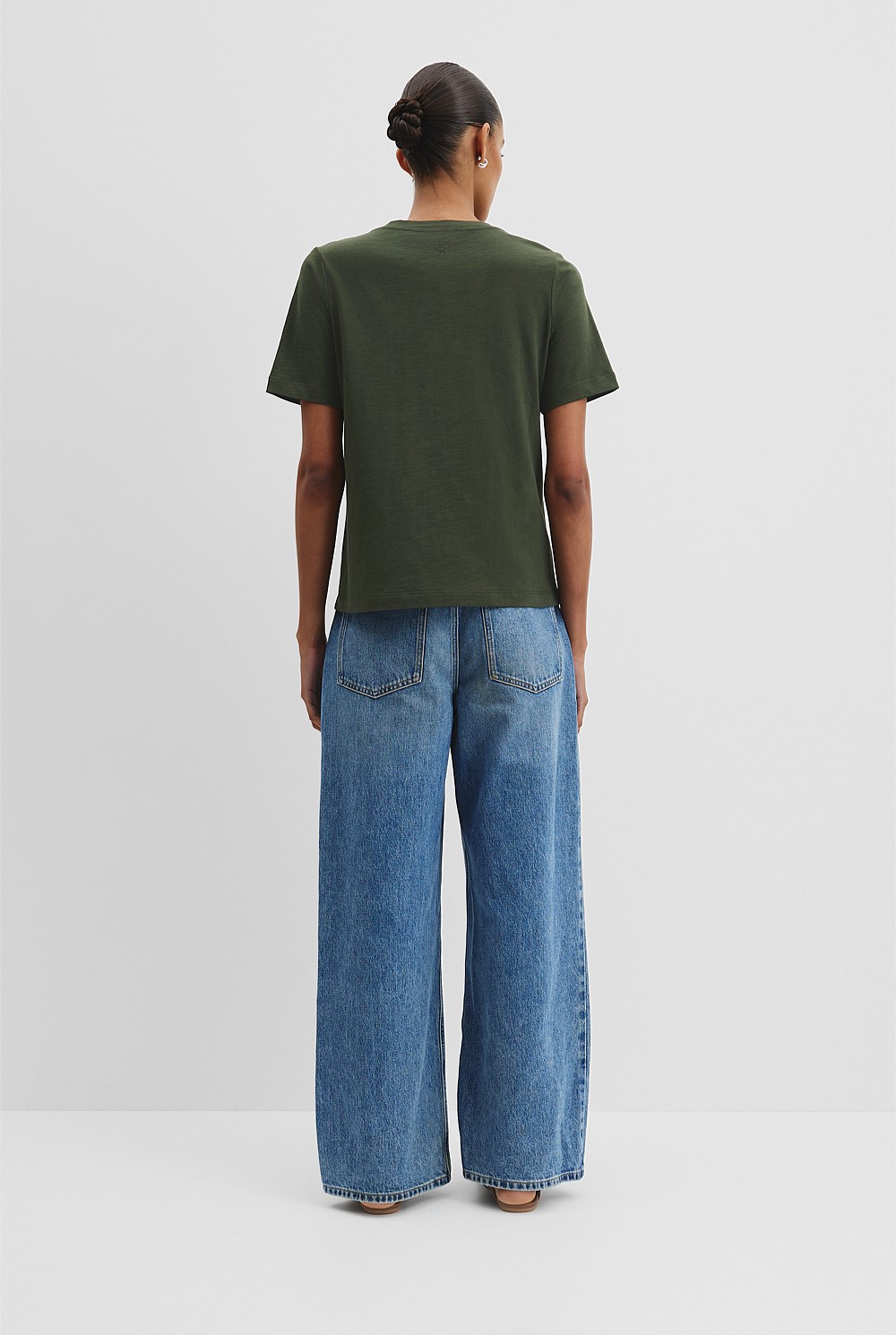 Australian Good Earth Cotton Short Sleeve V-Neck T-Shirt