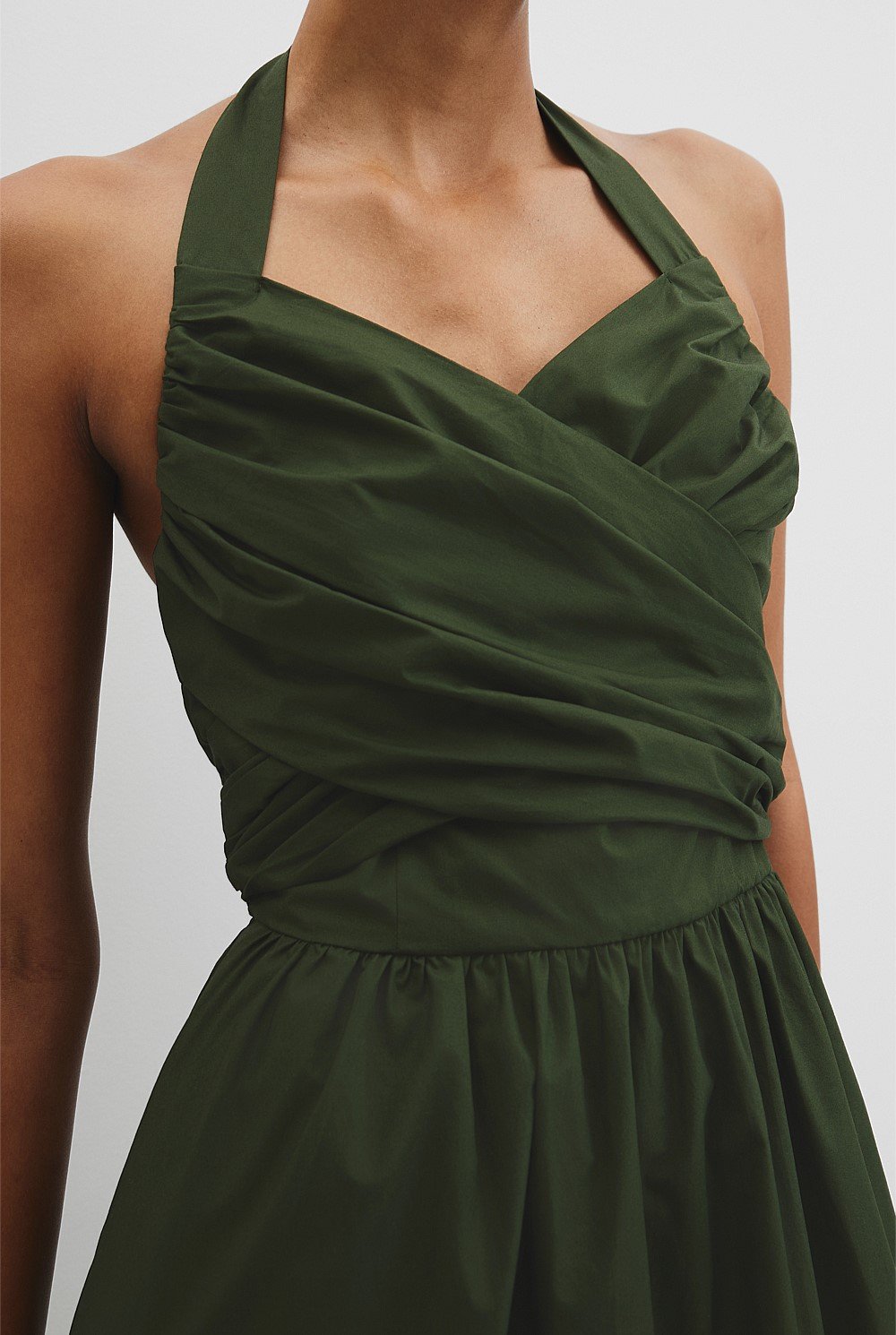 Organically Grown Cotton Halter Detail Midi Dress
