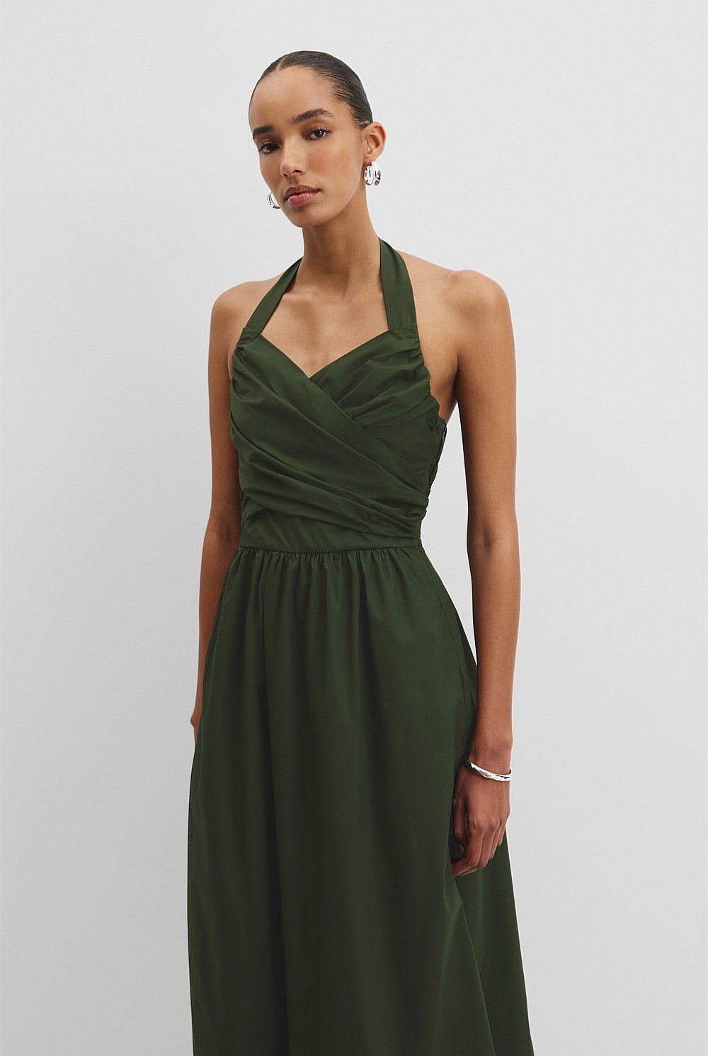 Organically Grown Cotton Halter Detail Midi Dress