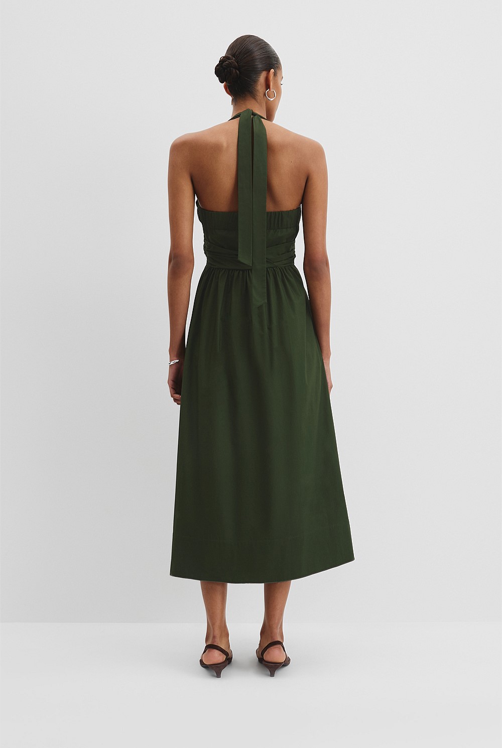 Organically Grown Cotton Halter Detail Midi Dress