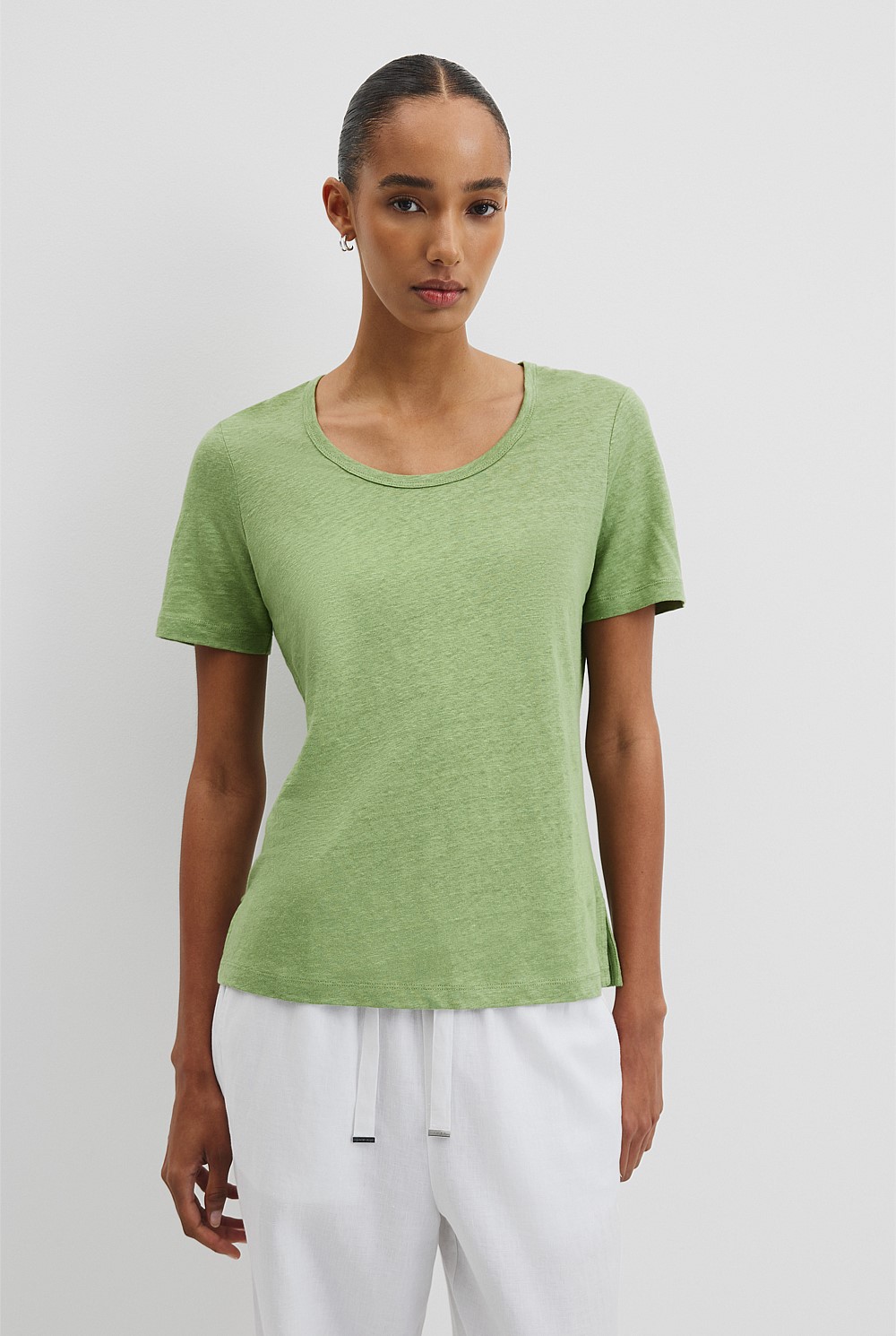 Linen Scoop Neck T-Shirt