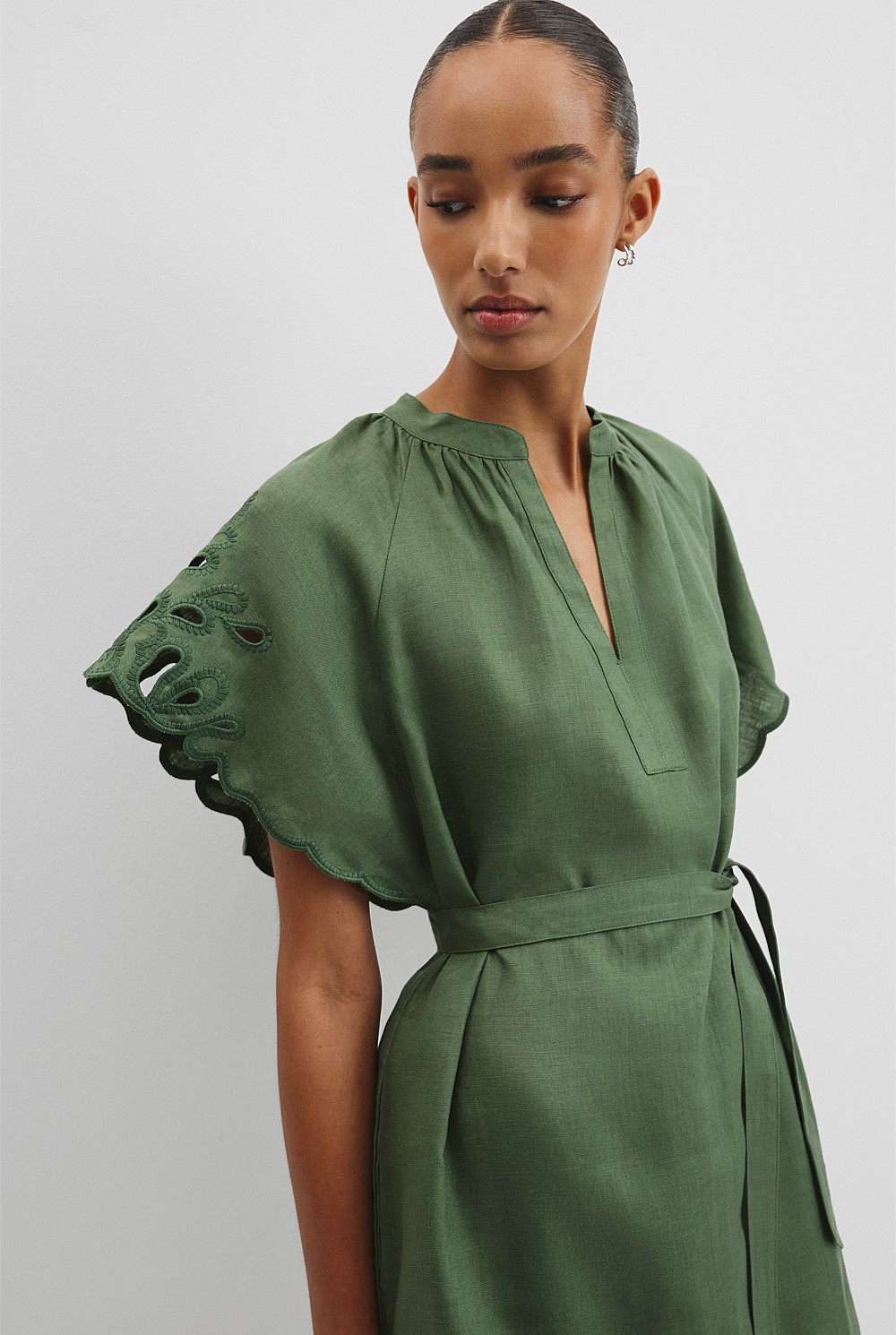 Cutwork Linen Mini Dress