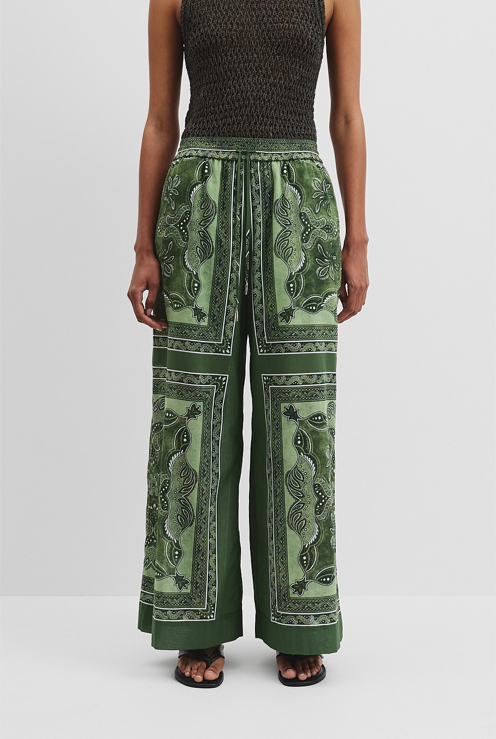 Organically Grown Cotton Scarf Print Pull-On Pant