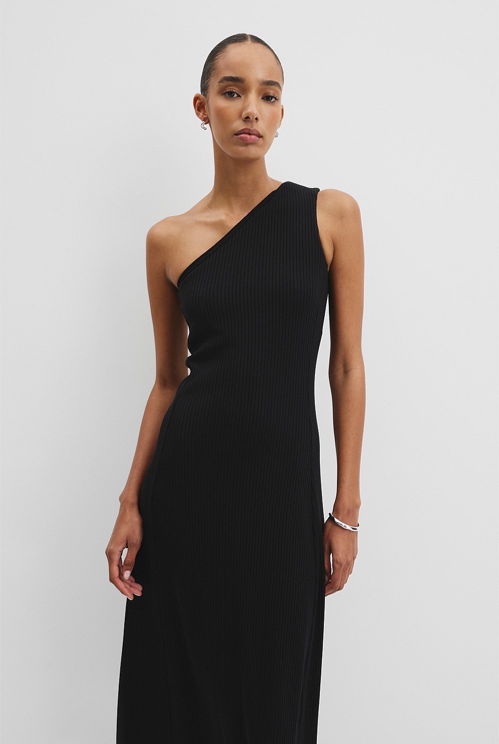 One Shoulder Rib Dress