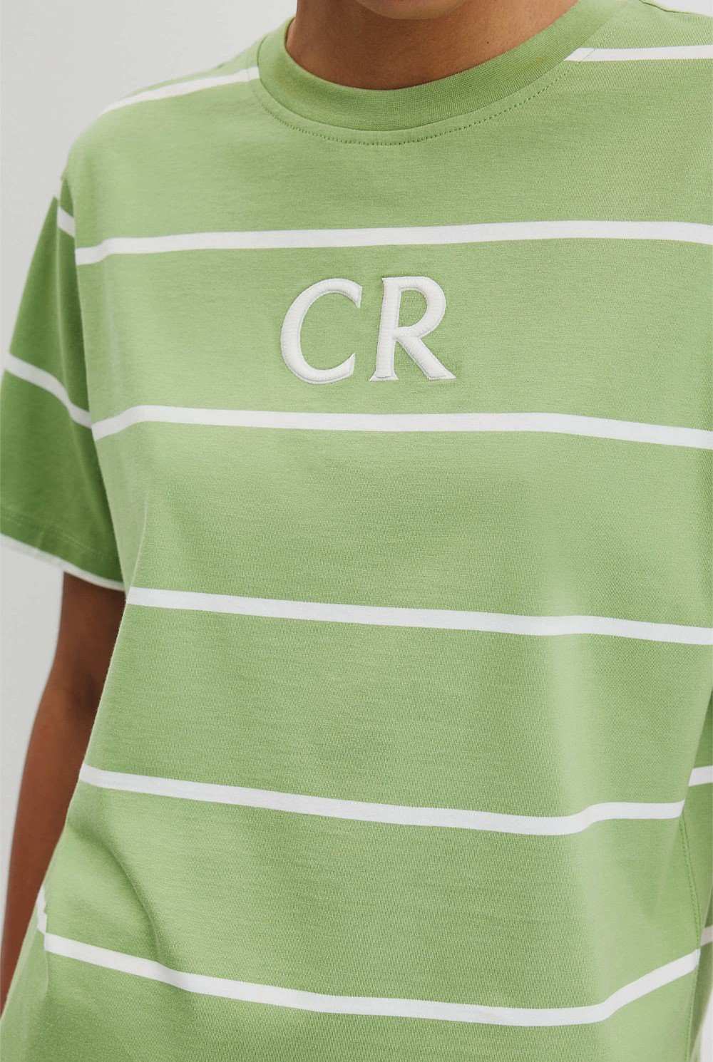 Australian Cotton Stripe CR Logo T-Shirt