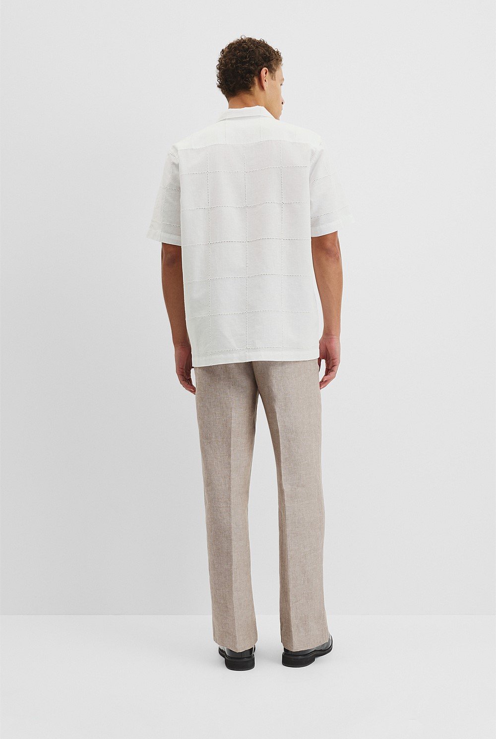 Relaxed Linen Cotton Embroidery Shirt