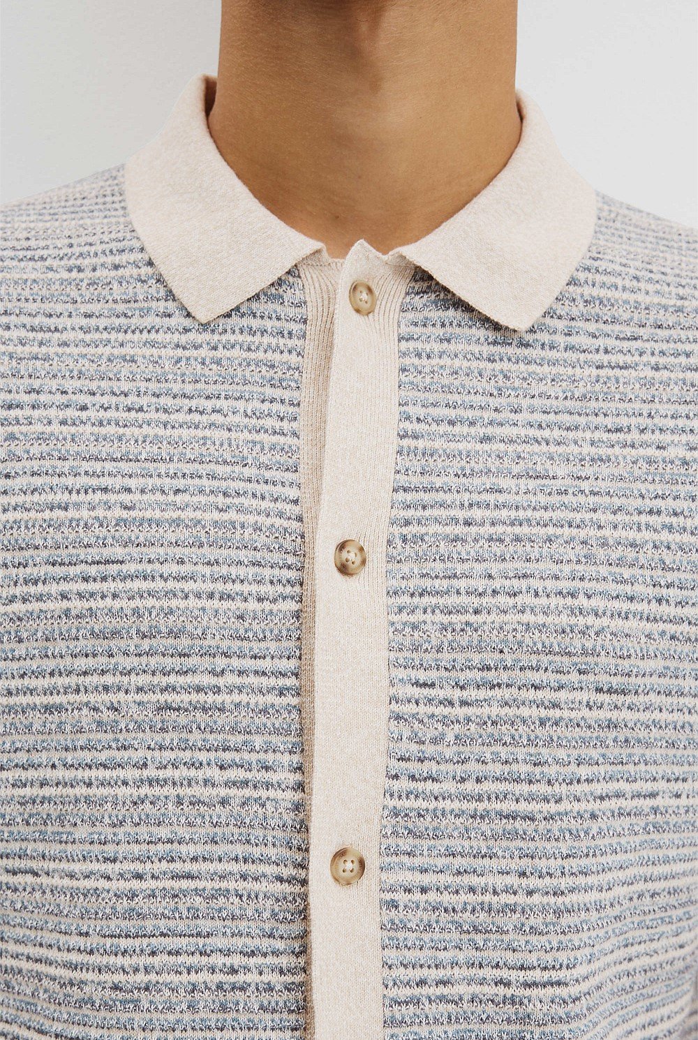 Cotton Linen Textured Strap Knit Shirt