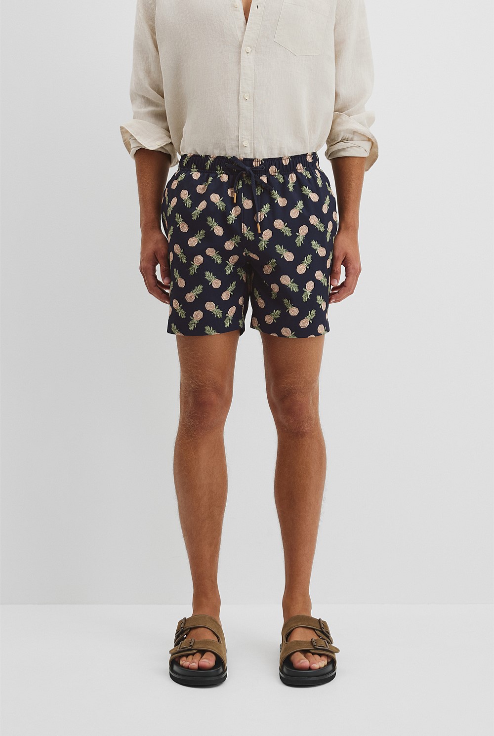 Recycled Polyester Blend Pineapple Print Swim Straight