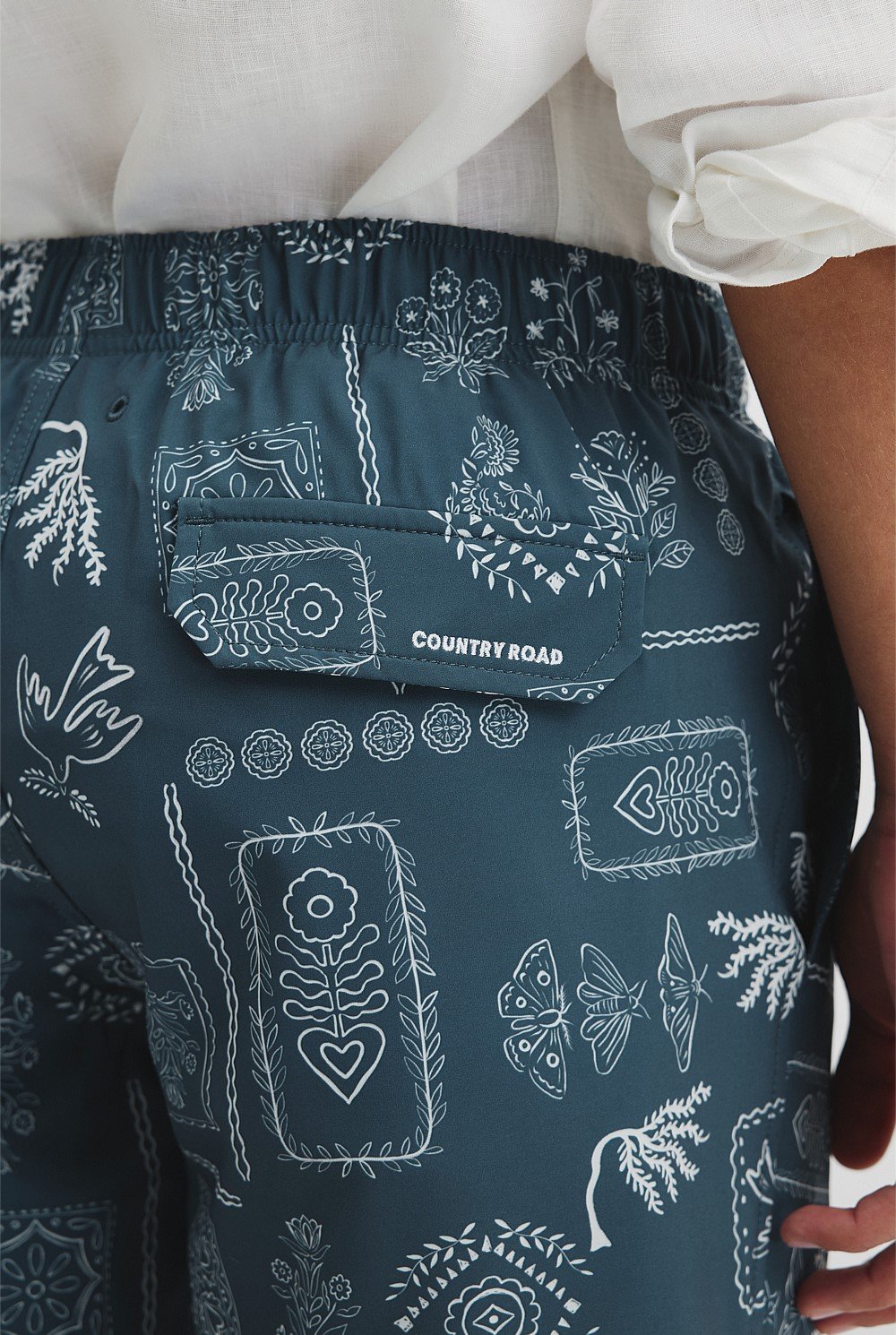 Recycled Polyester Blend Icon Print Swim Straight