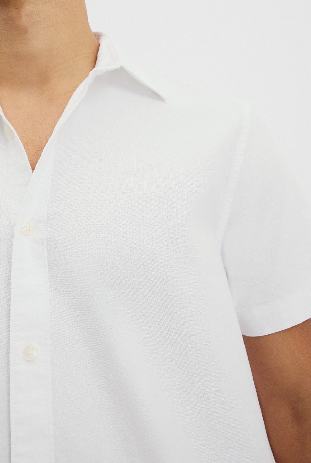 Short Sleeve Relaxed Good Earth Cotton Oxford Shirt