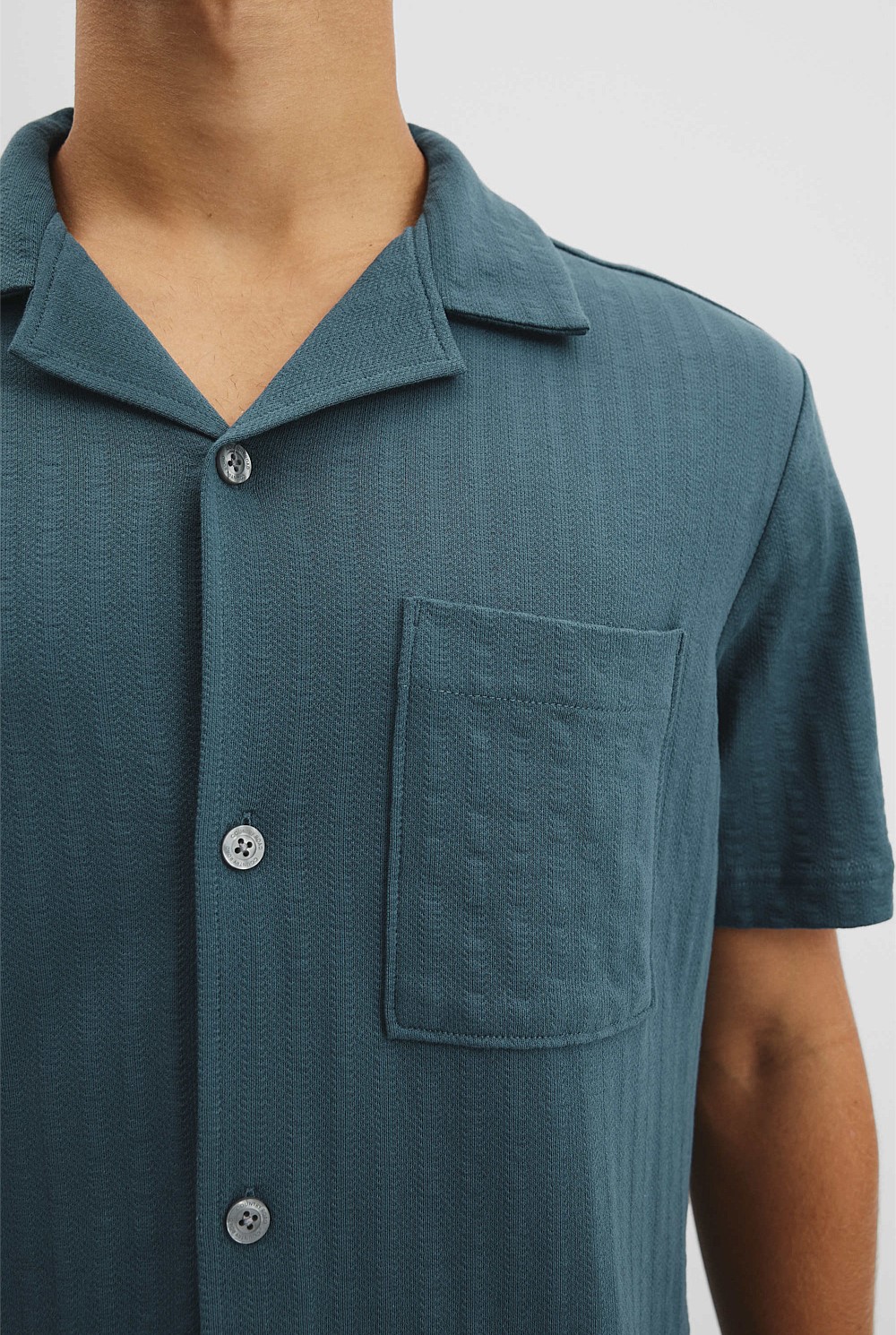 Short Sleeve Seersucker Cuban Shirt