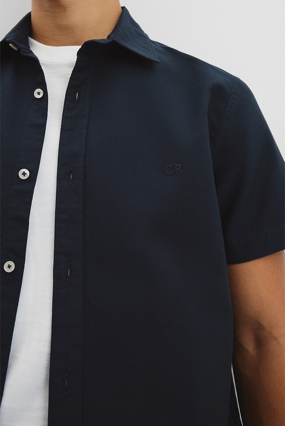 Short Sleeve Relaxed Good Earth Cotton Oxford Shirt