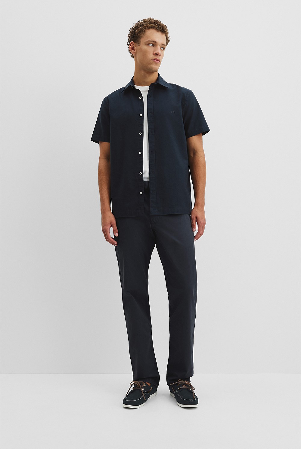 Short Sleeve Relaxed Good Earth Cotton Oxford Shirt