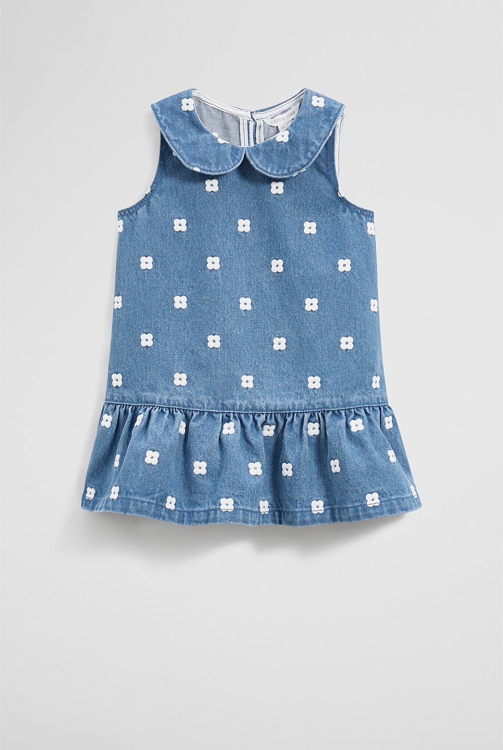 Spot Embroidered Denim Mini Dress