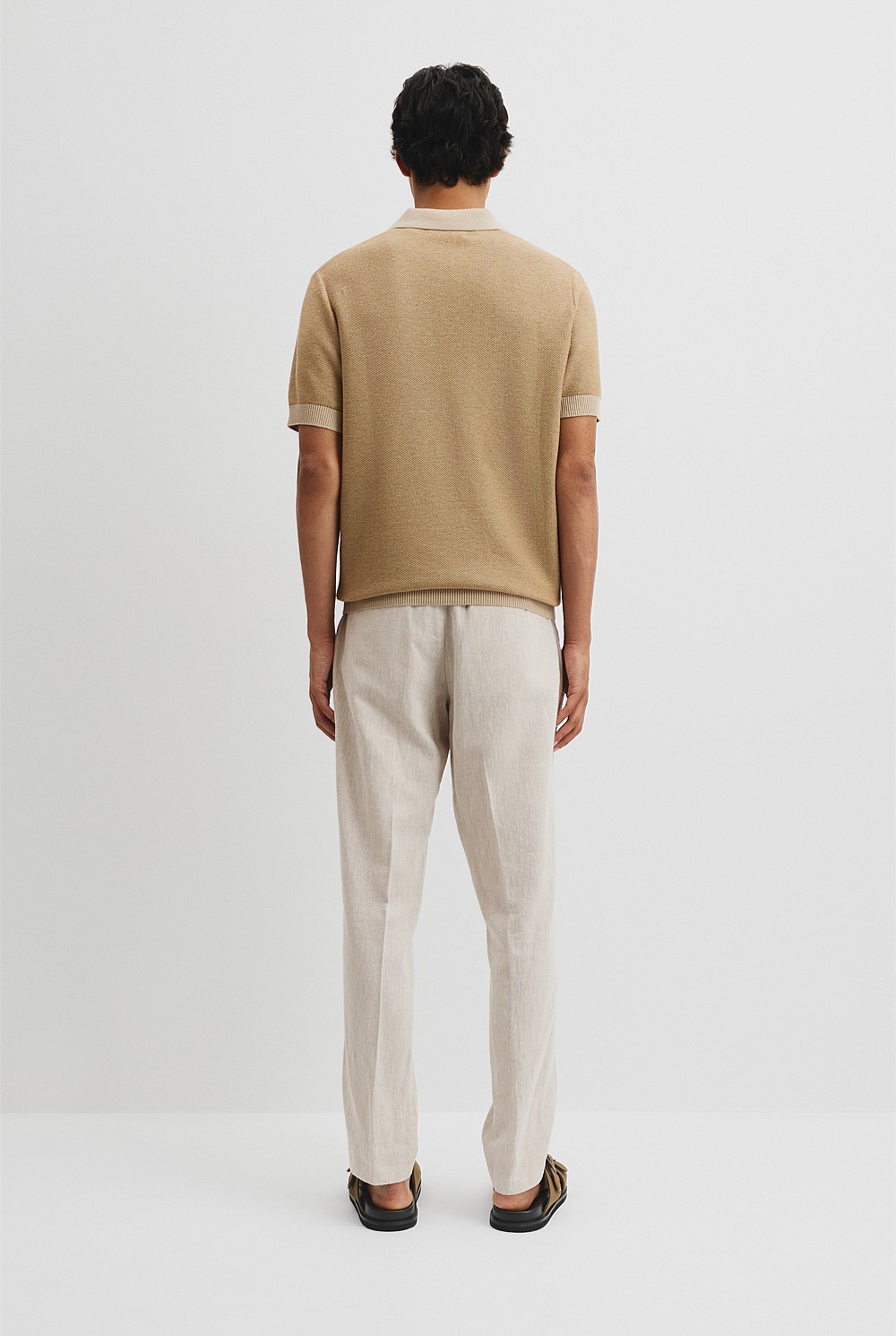 Linen Cotton Honeycomb Knit Polo