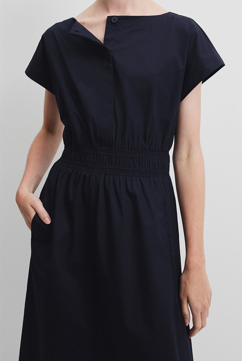 Shirred Waist Midi Dress