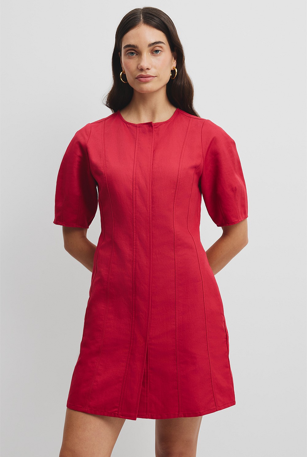 Australian Cotton Blend Panelled Mini Dress