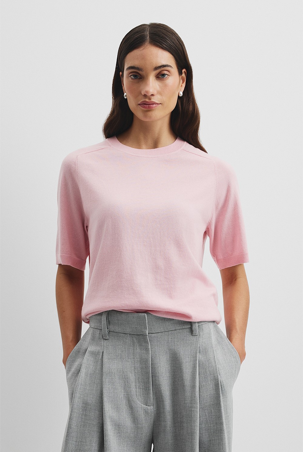 Organically Grown Cotton Blend Cashmere Blend T-Shirt