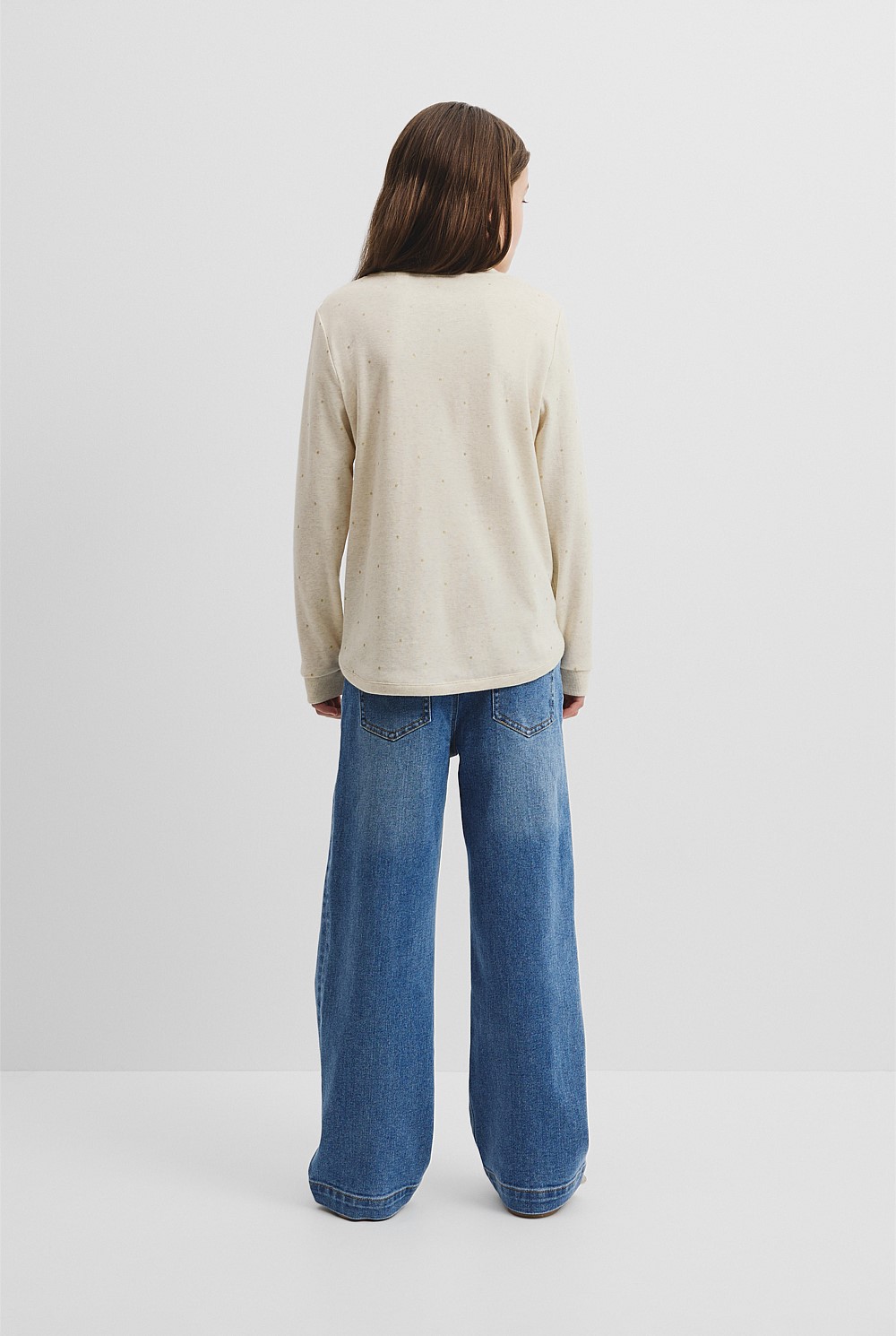 Organically Grown Cotton Long Sleeve Curved Logo T-Shirt