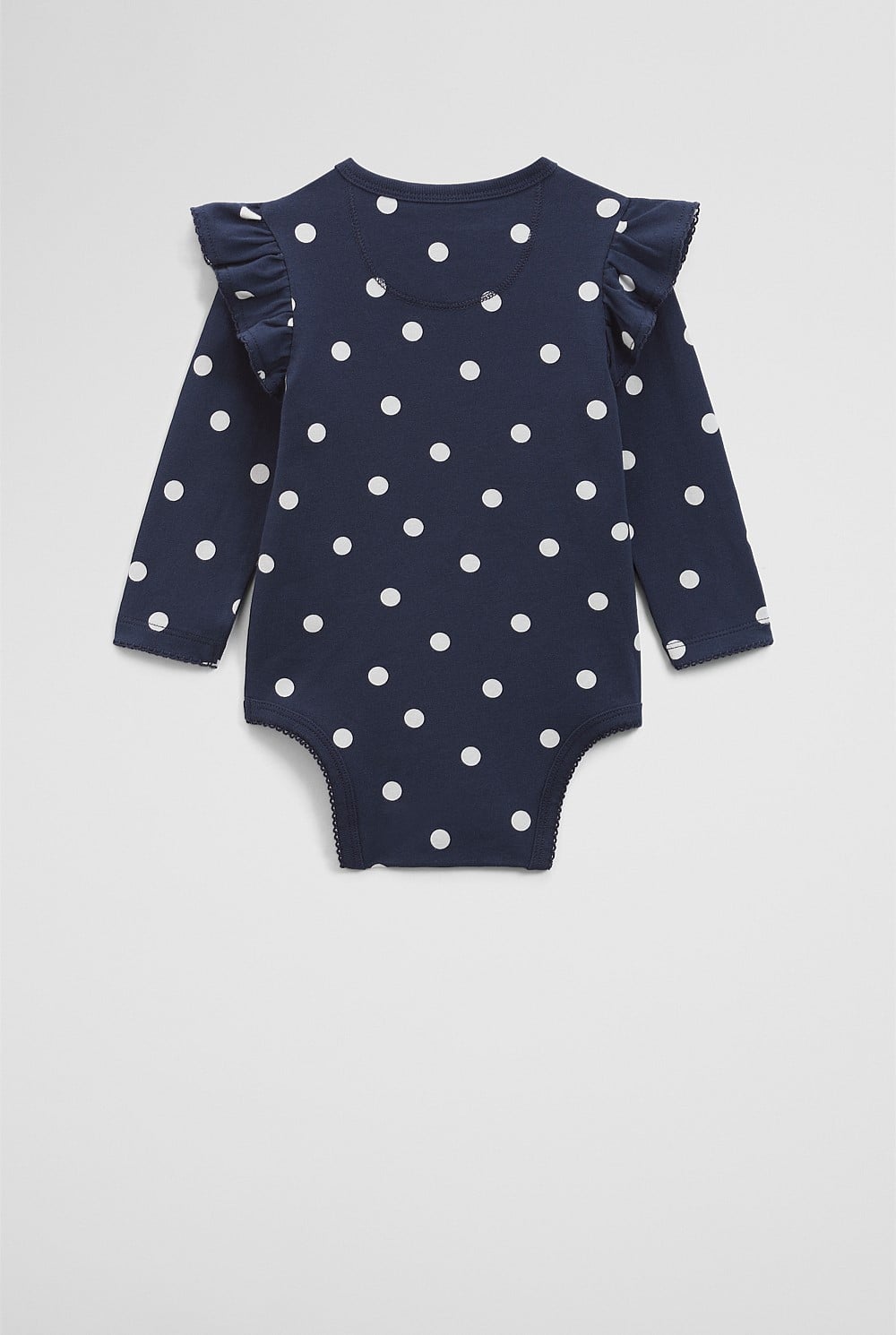 Organically Grown Cotton Blend Frill Long Sleeve Logo Bodysuit