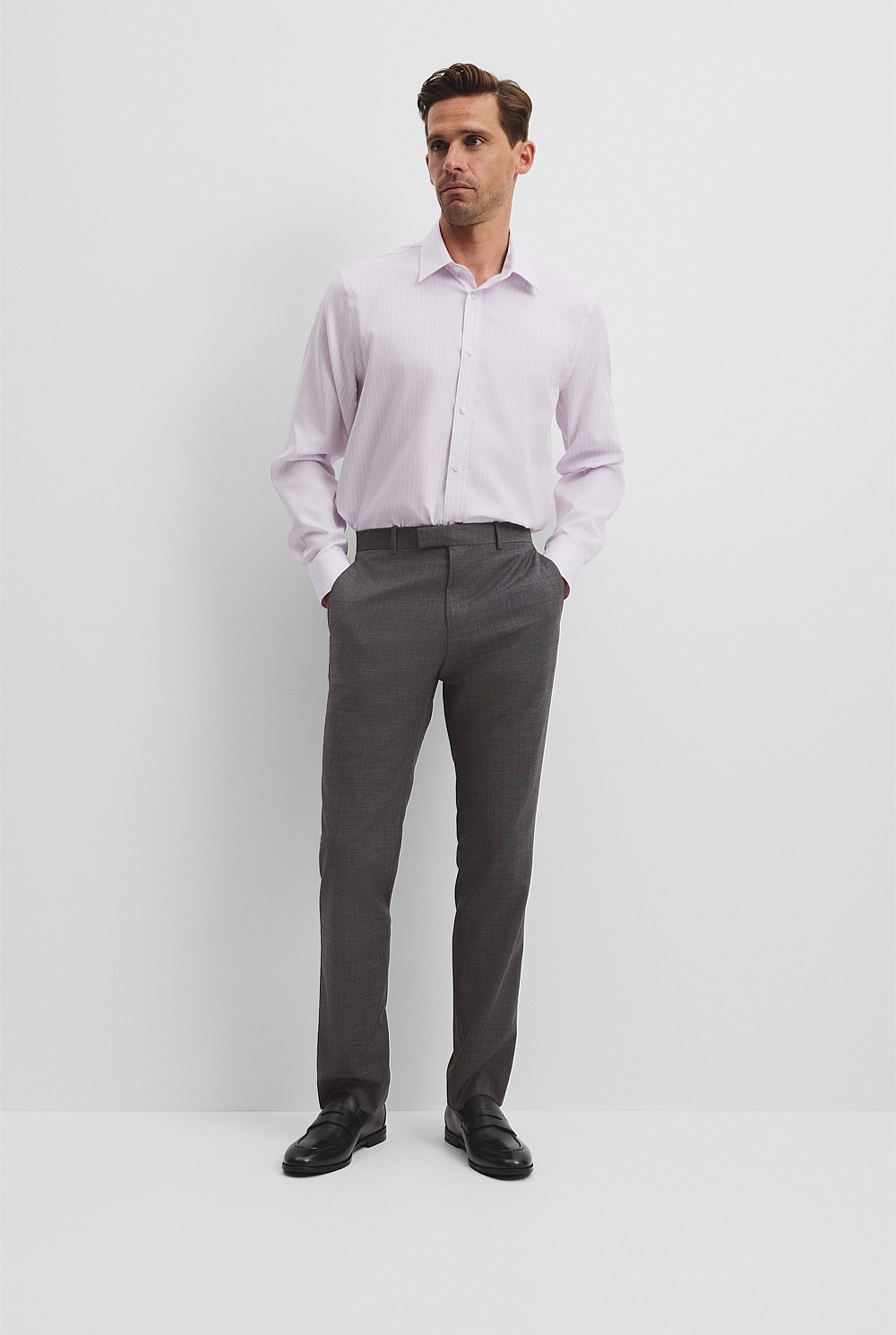 Regular Fit Pinstripe Travel Shirt