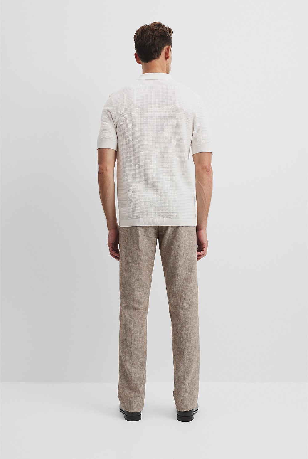 Australian Cotton Silk Blend Textured Knit Polo
