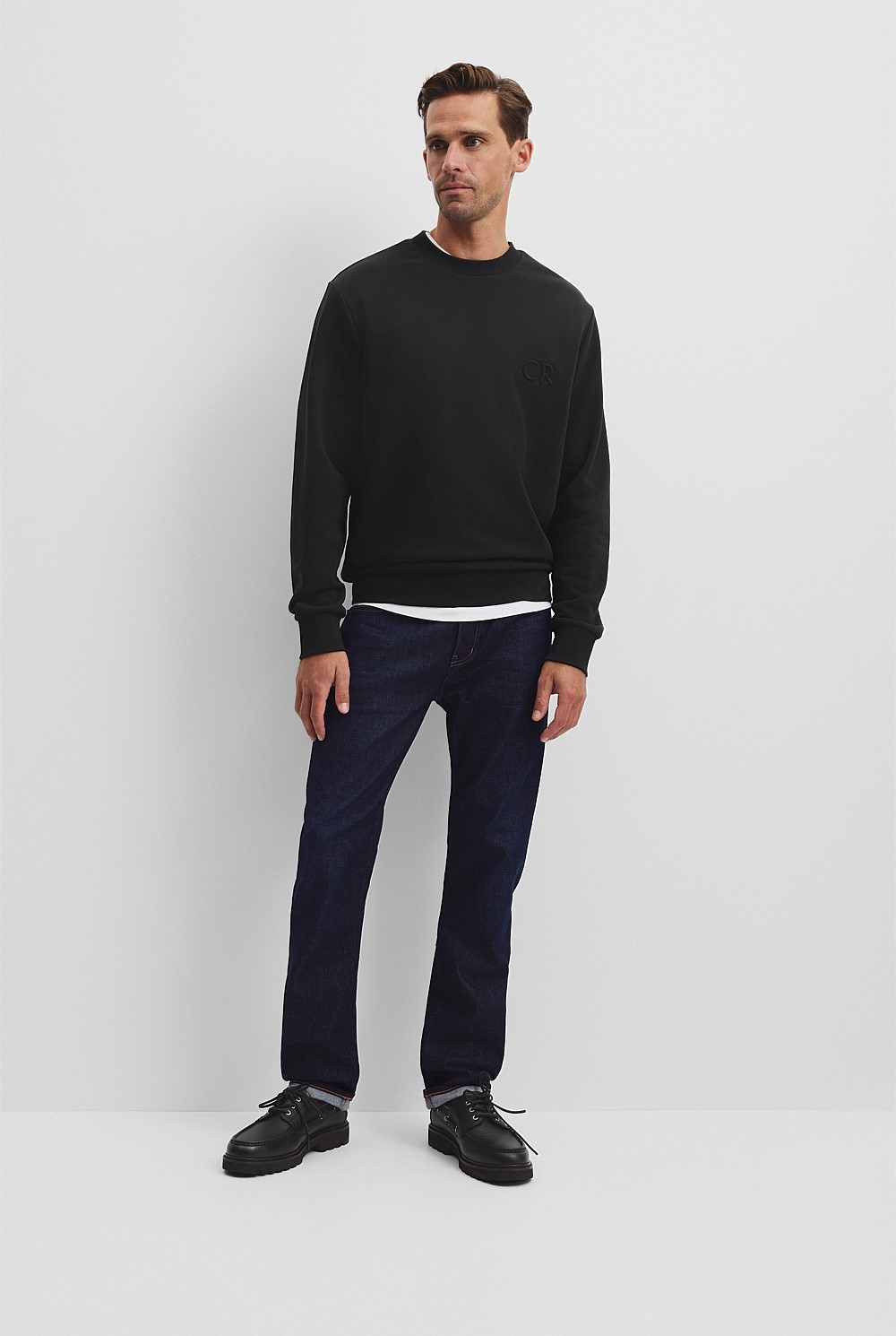 Australian Cotton Embossed Logo Crew Neck