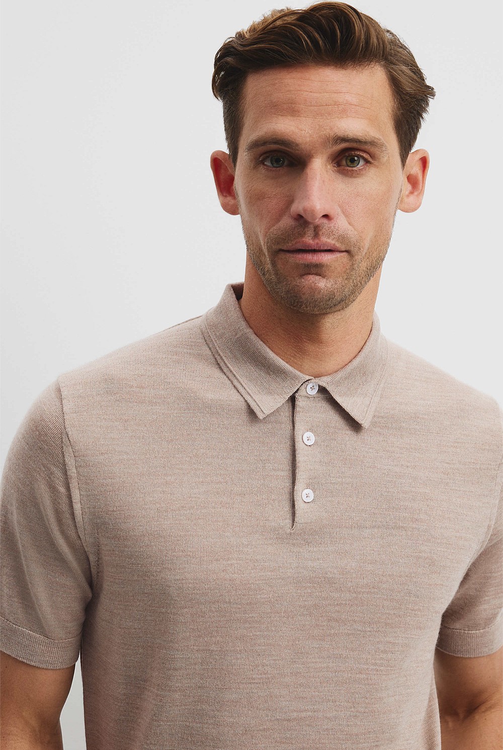 Australian Merino Short Sleeve Button Knit Polo