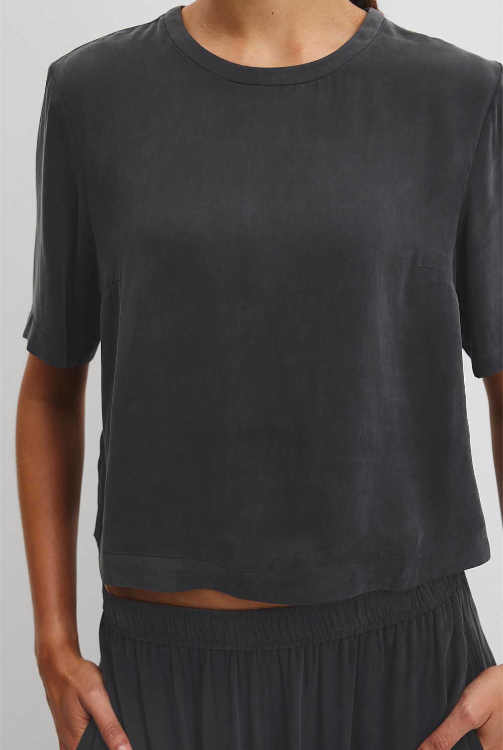 Short Sleeve Cupro Woven T-Shirt