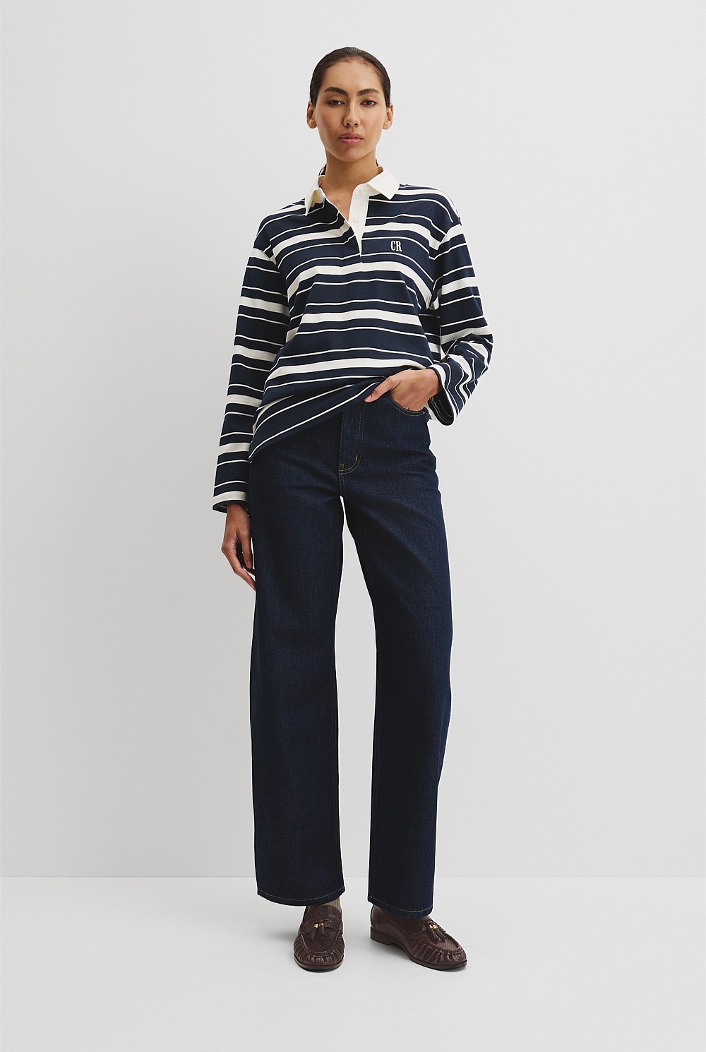 Australian Cotton Stripe Rugby Polo Sweat