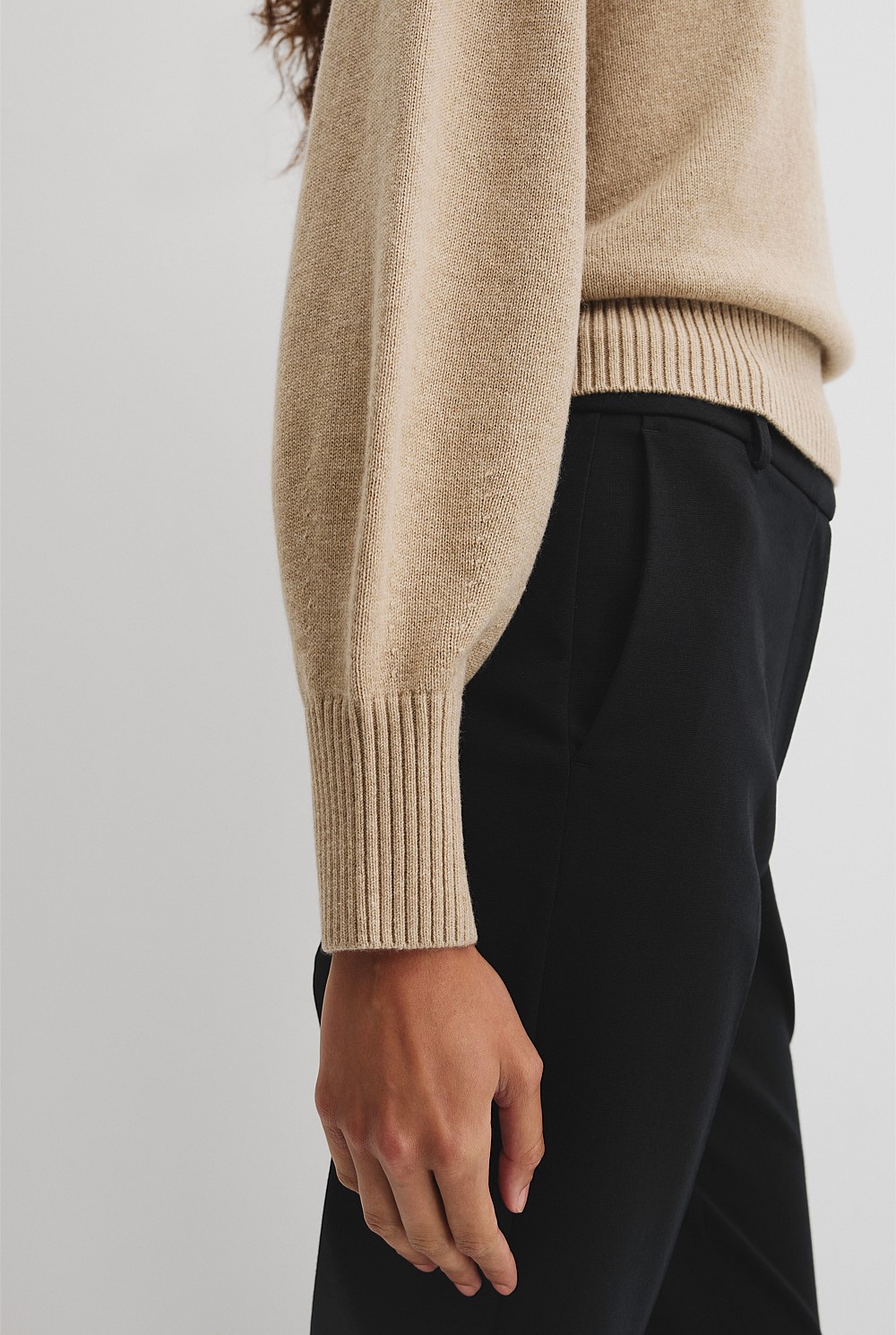 Organically Grown Cotton Blend Crop Crew Neck Knit