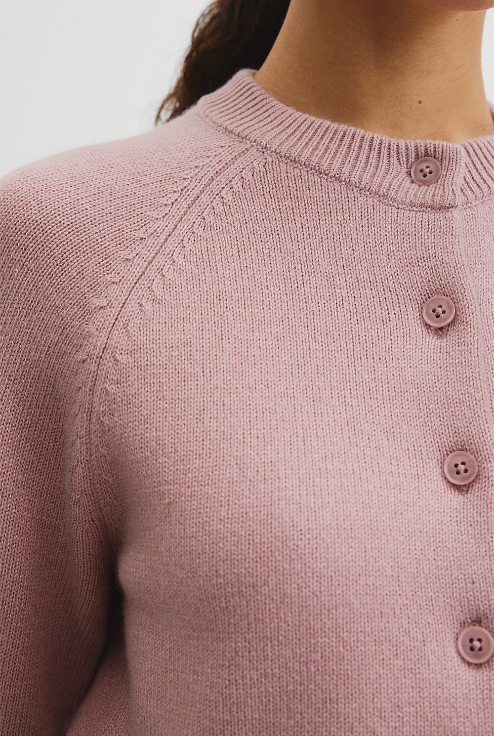 Cotton Cashmere Crew Neck Cardigan
