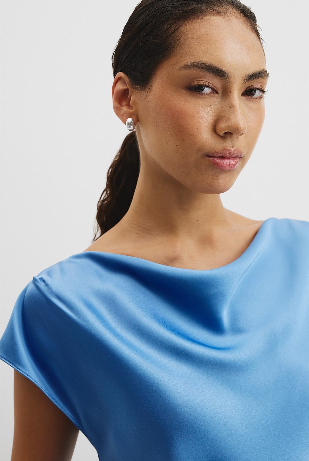 French Blue Satin Shell Top - Work | Country Road