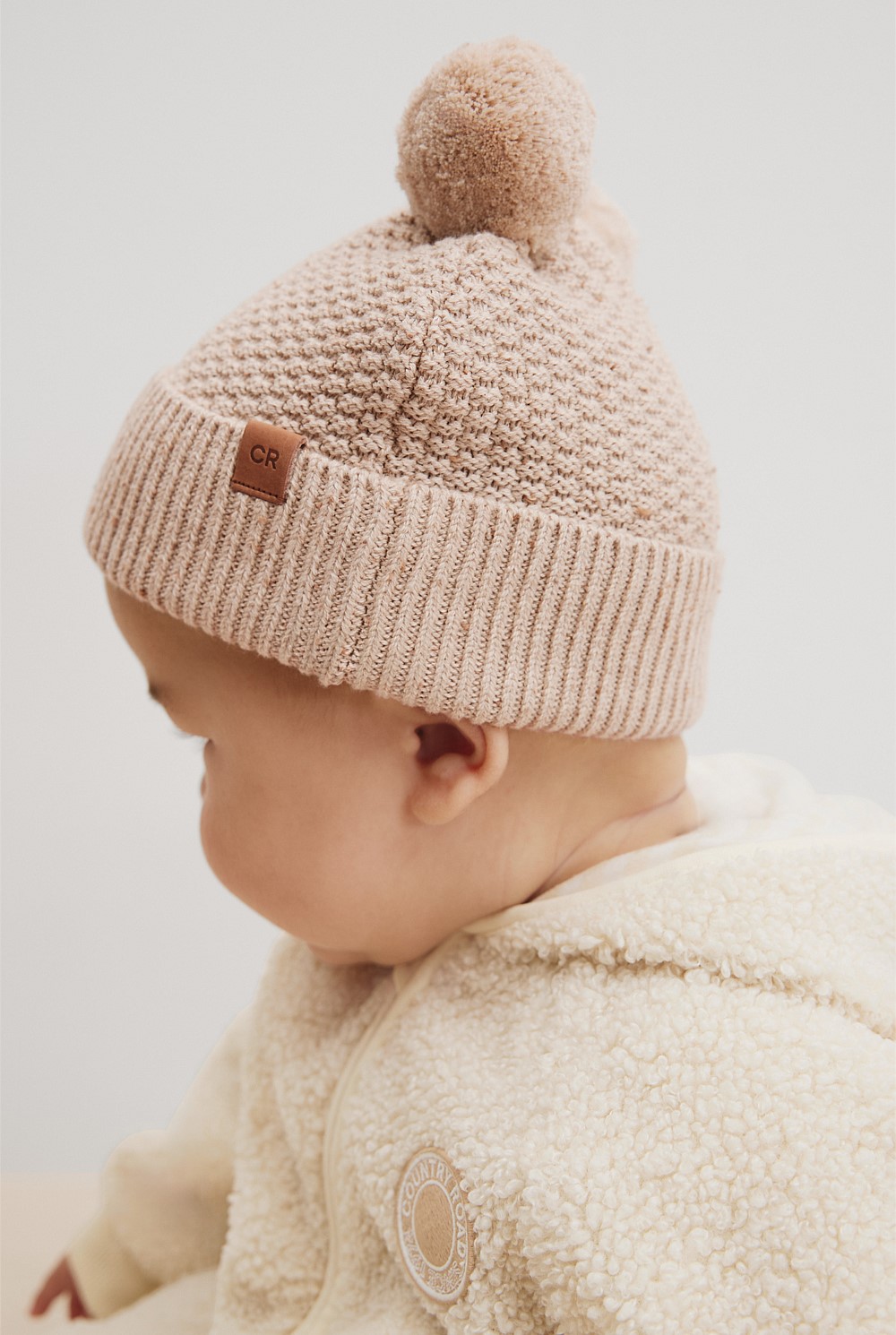 Organically Grown Cotton Cord Pom Pom Knit Beanie