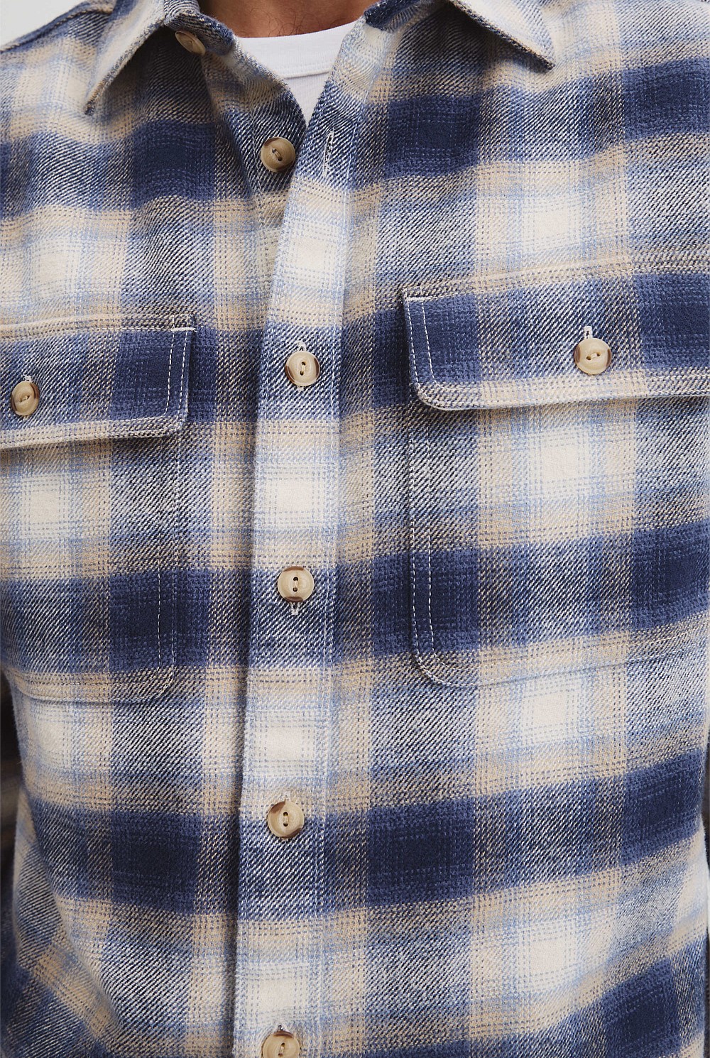 Cotton Flannel Check Overshirt