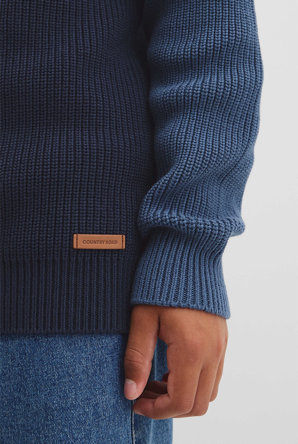 Teen Australian Cotton Spliced Half Zip Knit