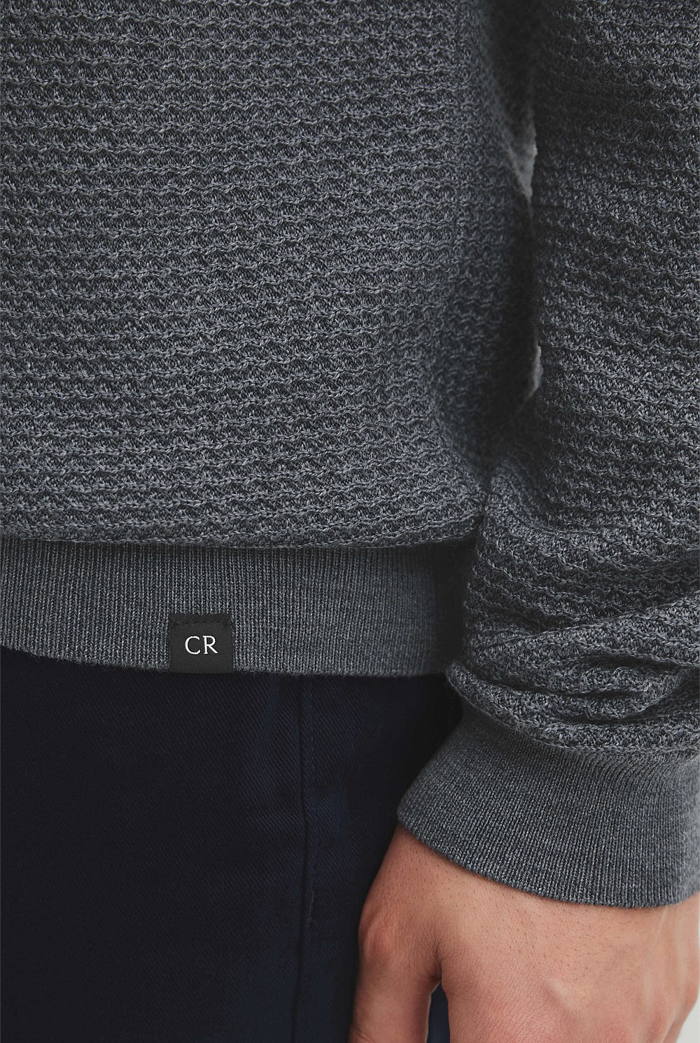 Australian Merino Wool Textured Crew Neck Knit