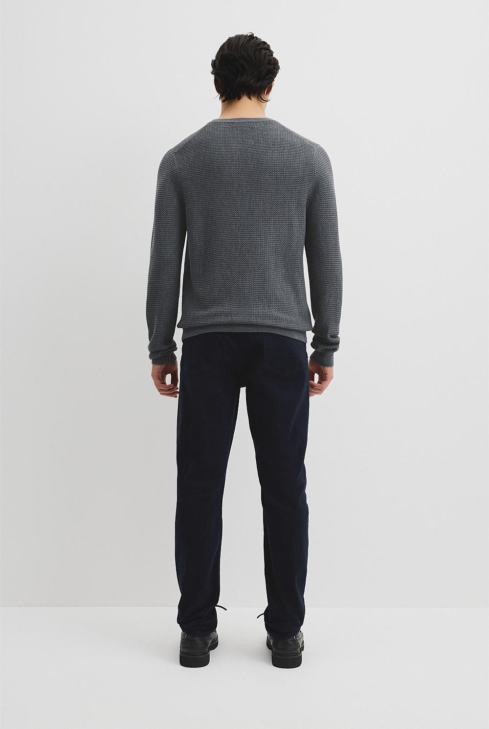 Australian Merino Wool Textured Crew Neck Knit
