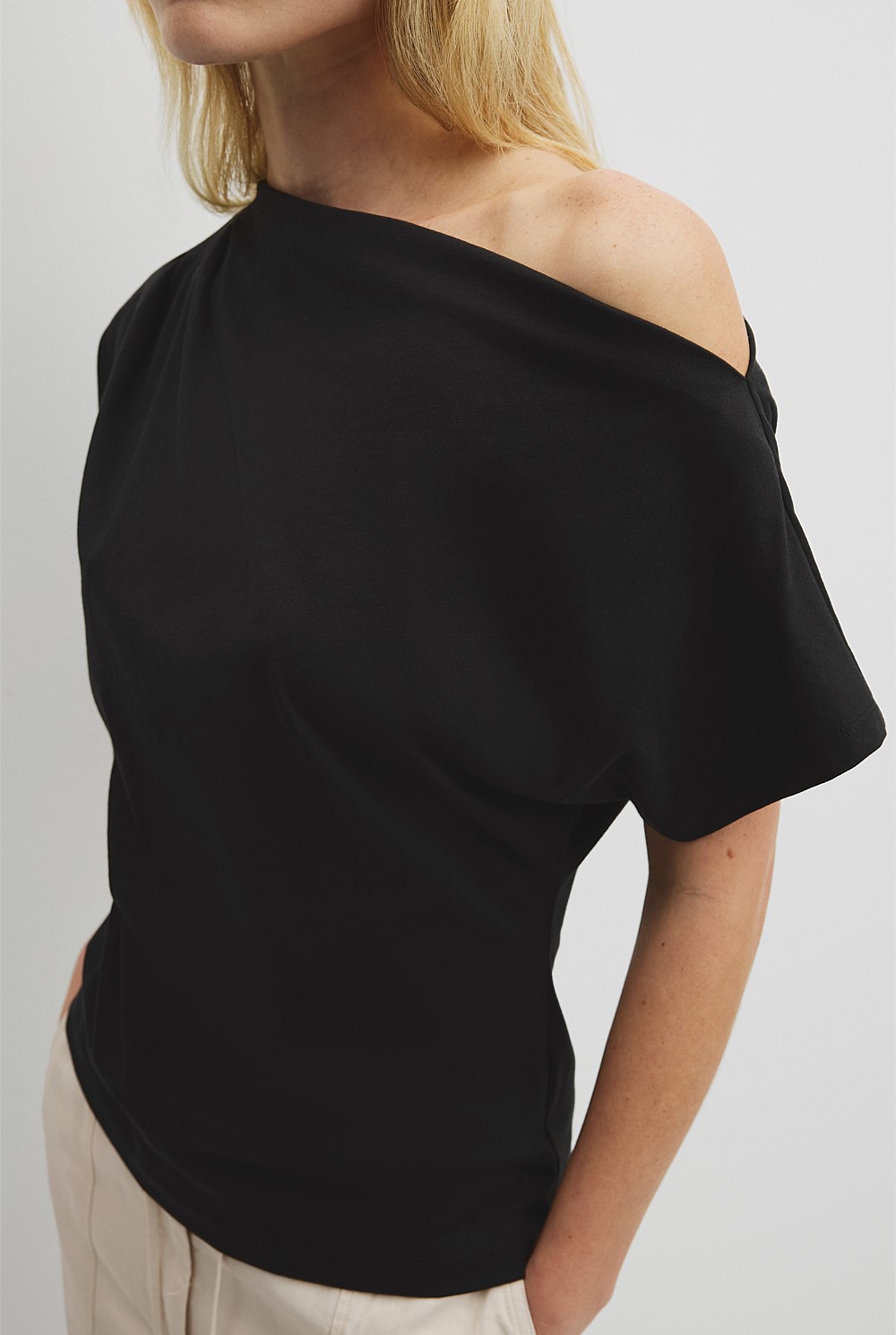 Australian Cotton One Shoulder T-Shirt