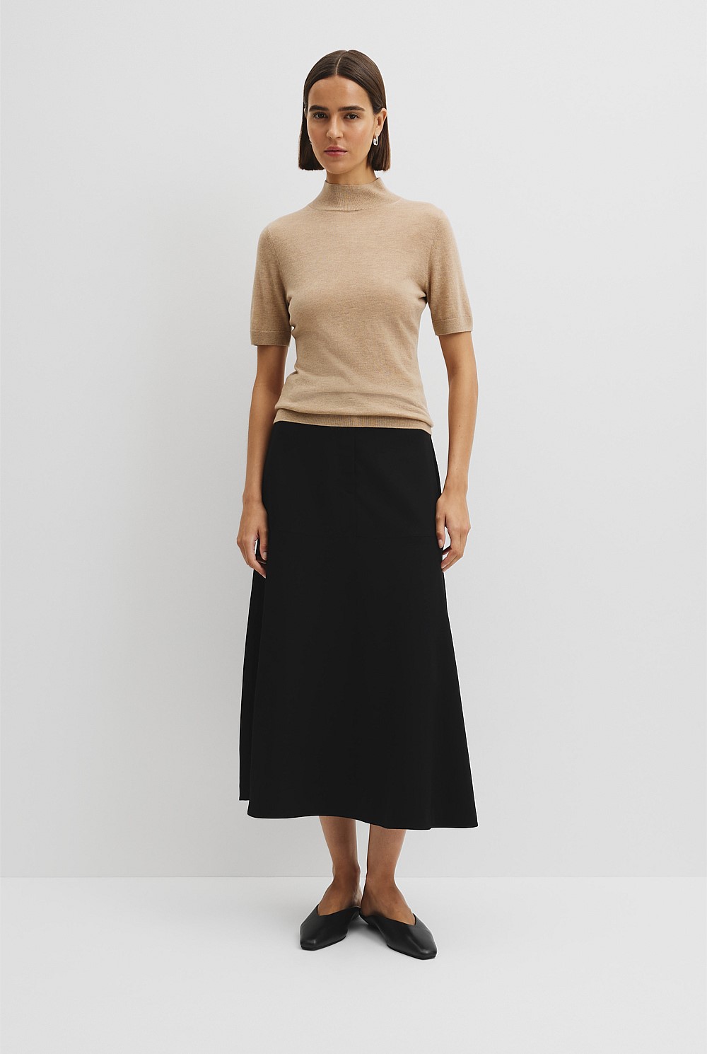Short Sleeve Wool Silk Knit