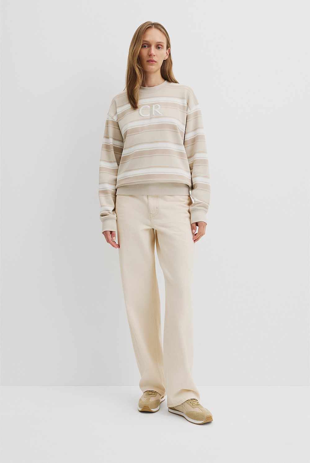 Australian Cotton Stripe Country Road Logo Sweat