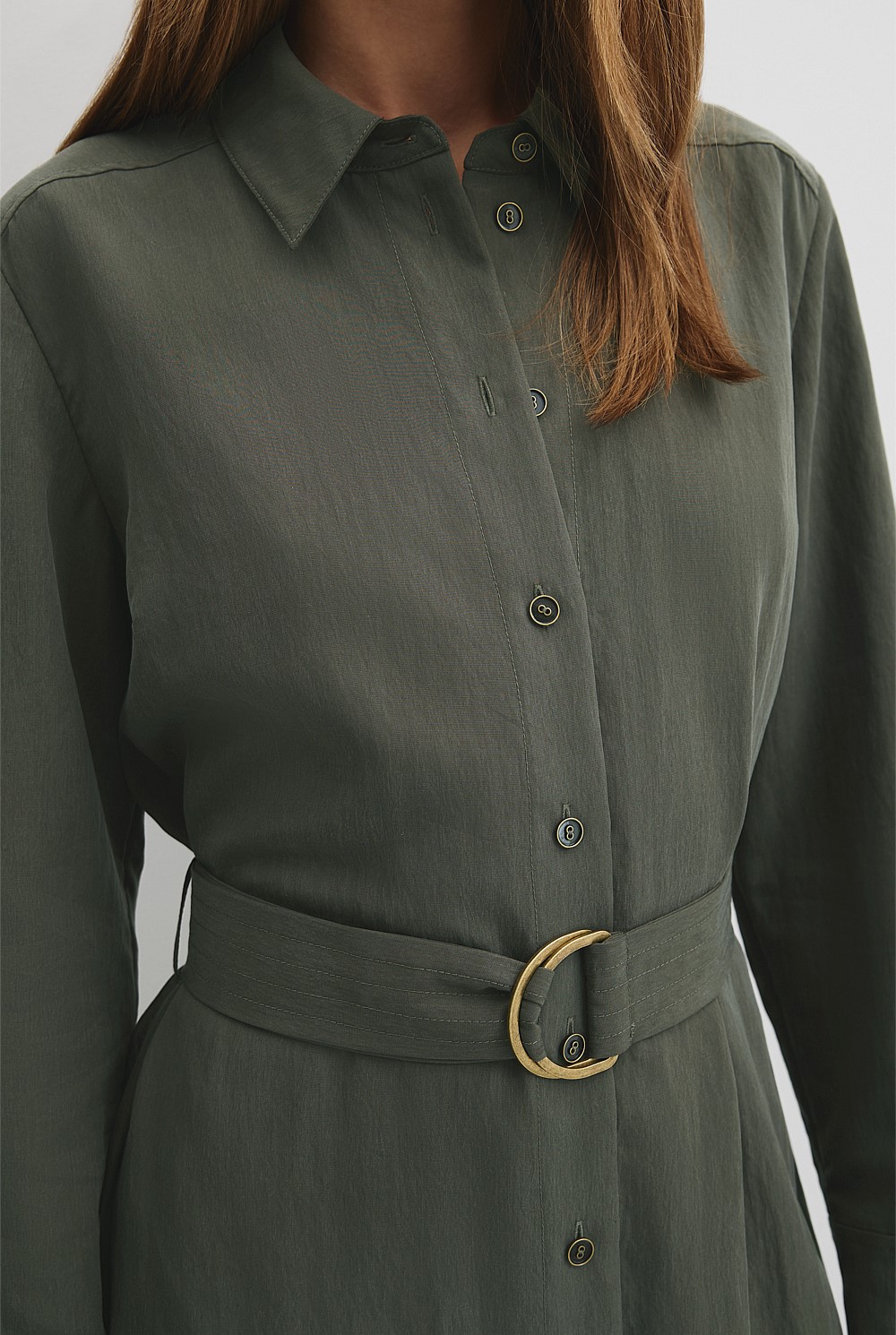 Belted Midi Shirt Dress