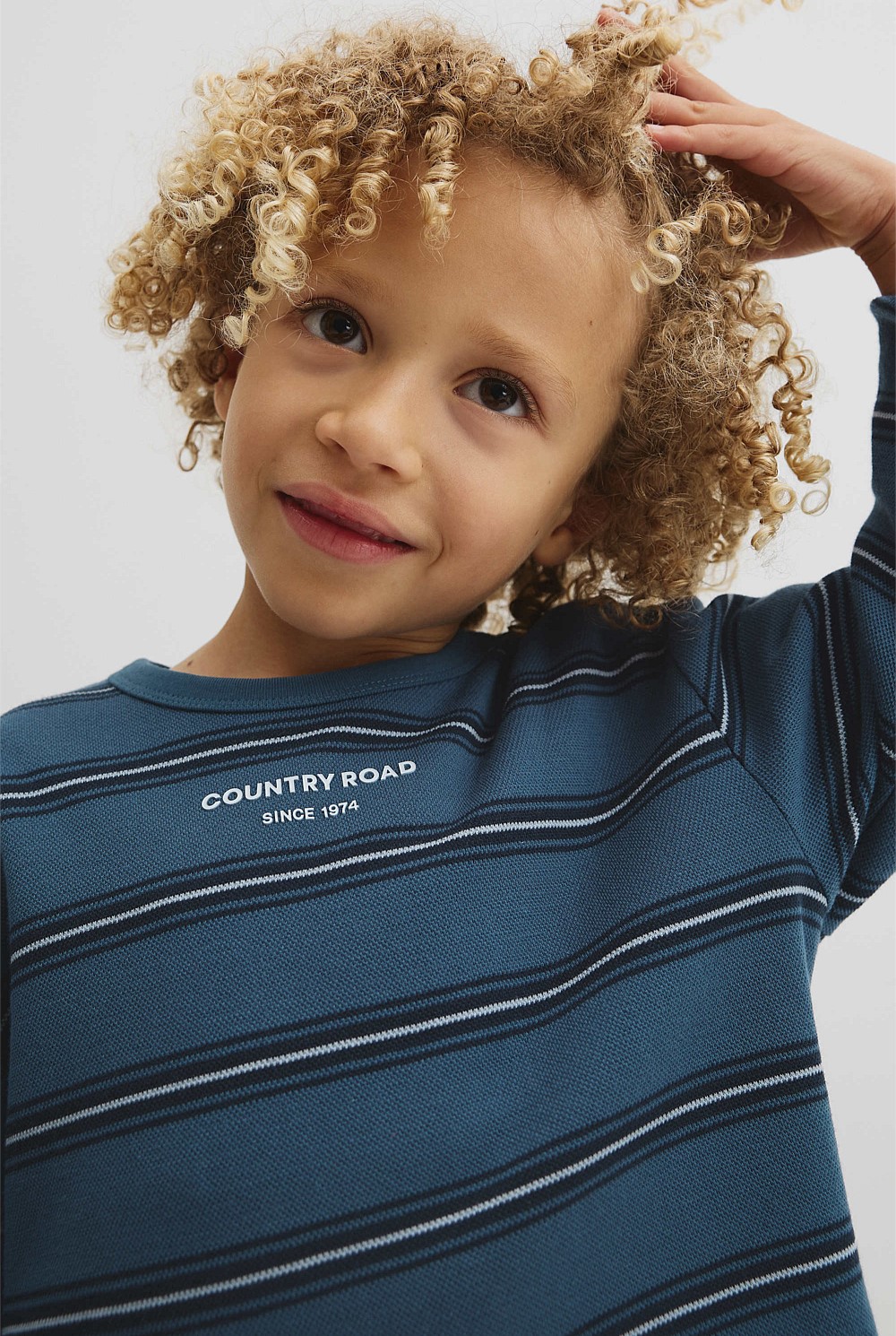 Organically Grown Cotton Stripe Long Sleeve Pique T-Shirt