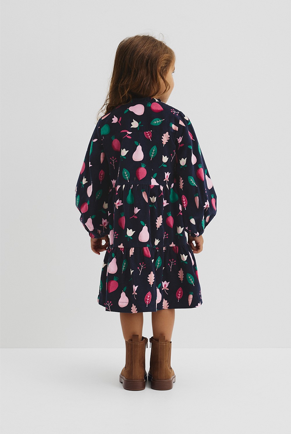 Long Sleeve Fruit Cord Dress
