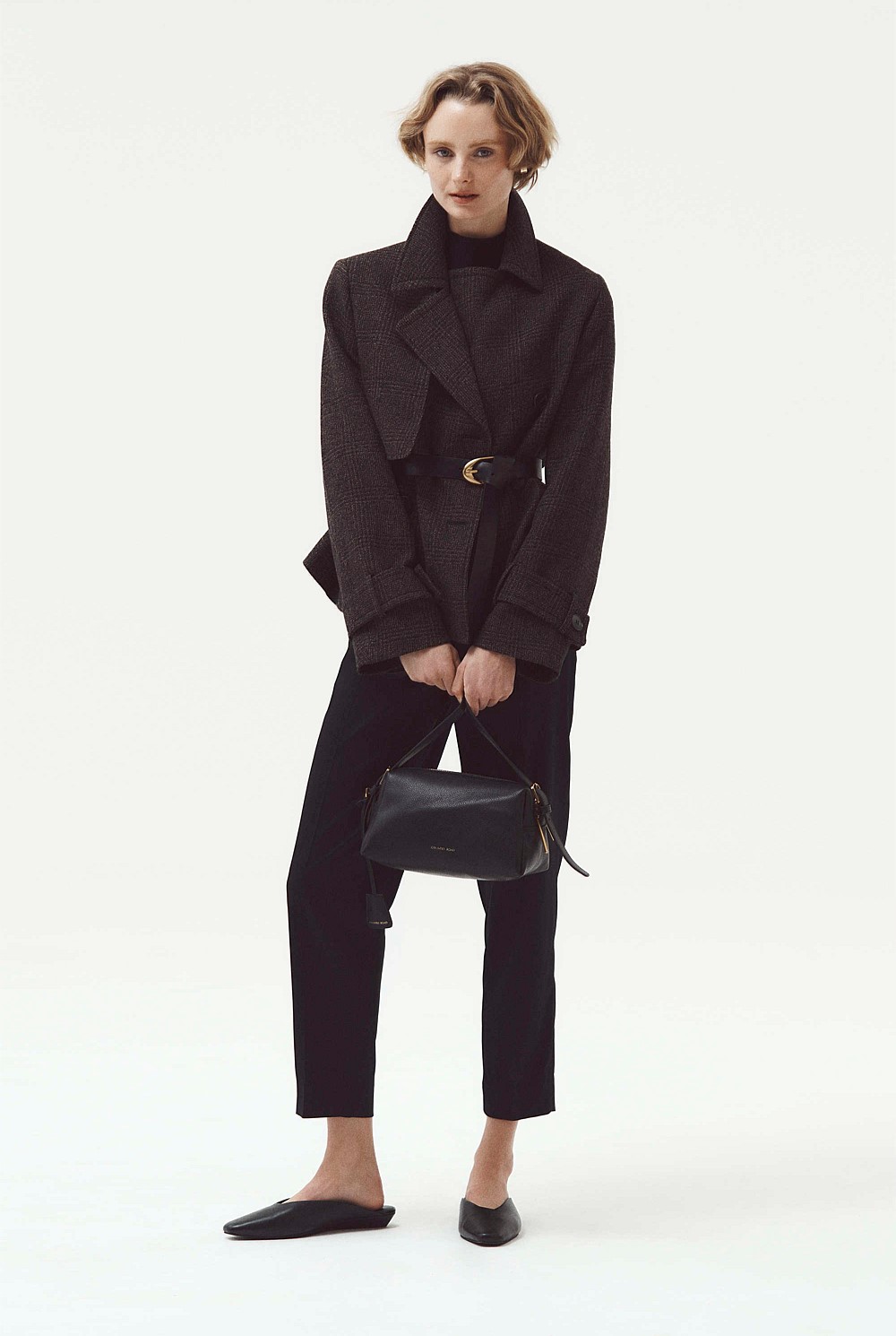 Check Wool Trench