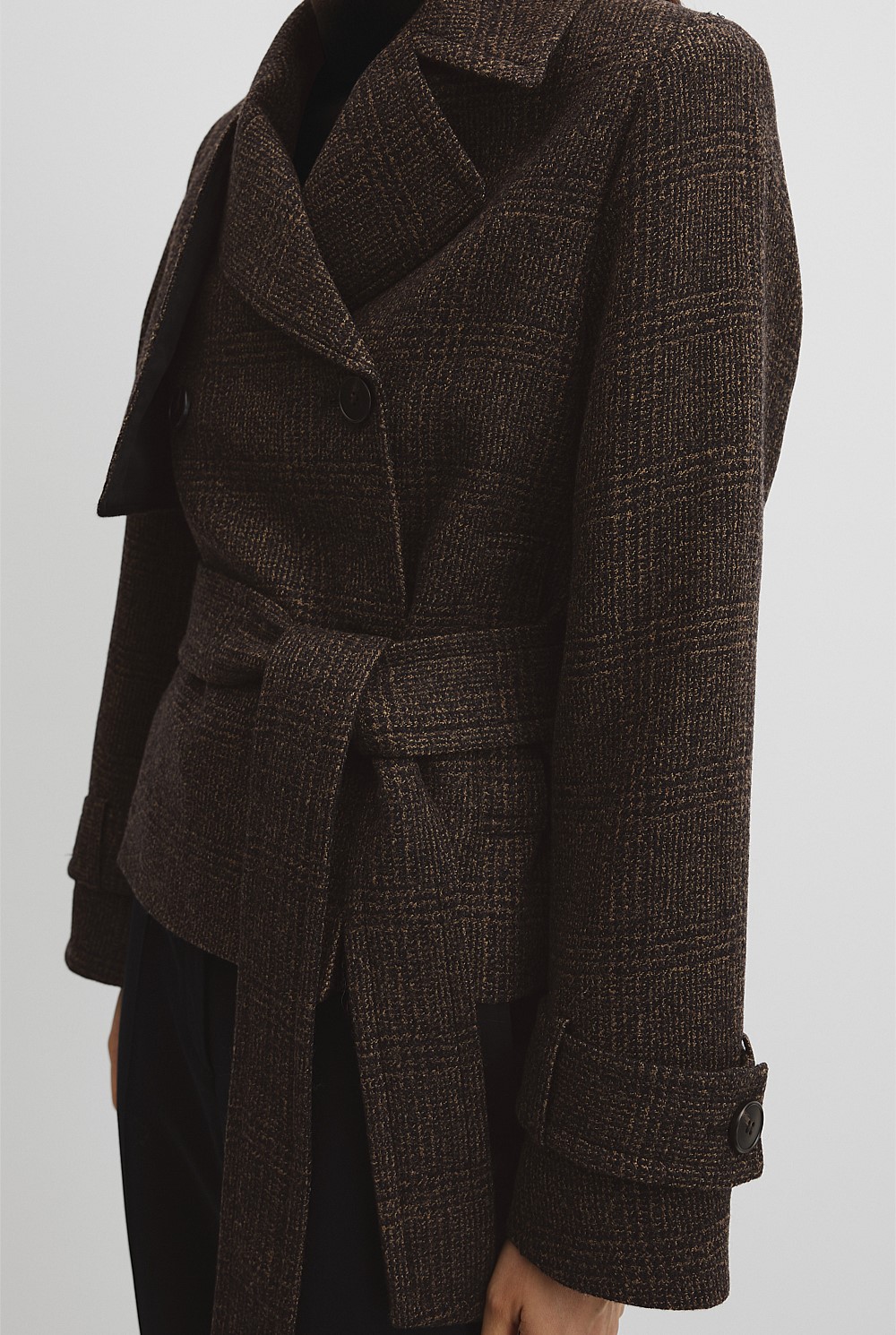 Check Wool Trench